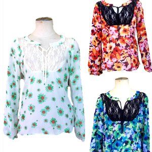 BUNDLE  $10 Floral Blouse Top Tank Chiffon & lace Long Sleeve  Various